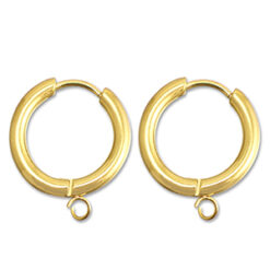 RVS oorbellen creolen met oogje 17mm Gold