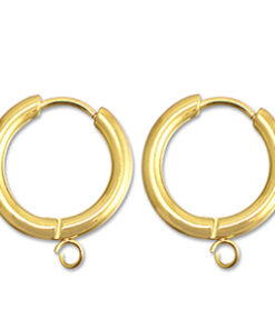 RVS oorbellen creolen met oogje 17mm Gold