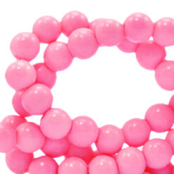 6mm glaskralen opaque Neon pink