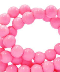 6mm glaskralen opaque Neon pink