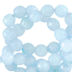 8 mm natuursteen kralen Jade facet geslepen Powder blue