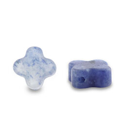 Natuursteen kralen sodaliet en microklien klaver Dark blue