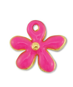 Bedels DQ metaal bloem Goud-fuchsia (nikkelvrij)