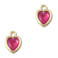 Hangers van Crystal glas hart Dark pink-gold