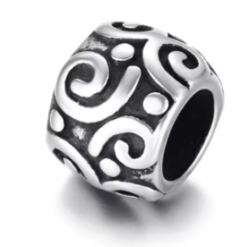 Roestvrij stalen (RVS) kraal antiek zilver 9x7mm