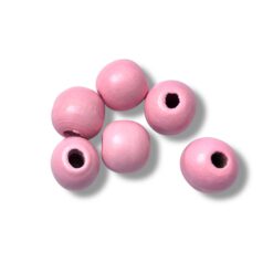 Houten kralen rond 12mm licht roze