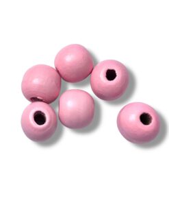 Houten kralen rond 12mm licht roze