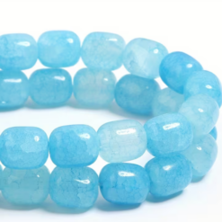 Ovale crackle glaskralen aqua 8x10mm