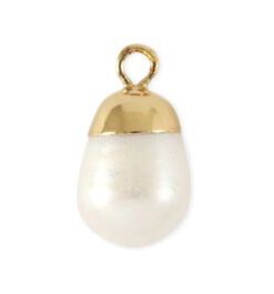 BQ Zoetwaterparels bedel round Gold-Natural white - artikelnummer 64462
