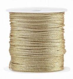 Macramé draad gevlochten 1 mm champagne metallic – per meter - artikelnummer 78516