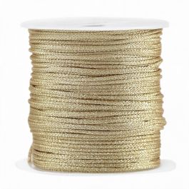 Macramé draad gevlochten 1 mm champagne metallic – per meter - artikelnummer 78516