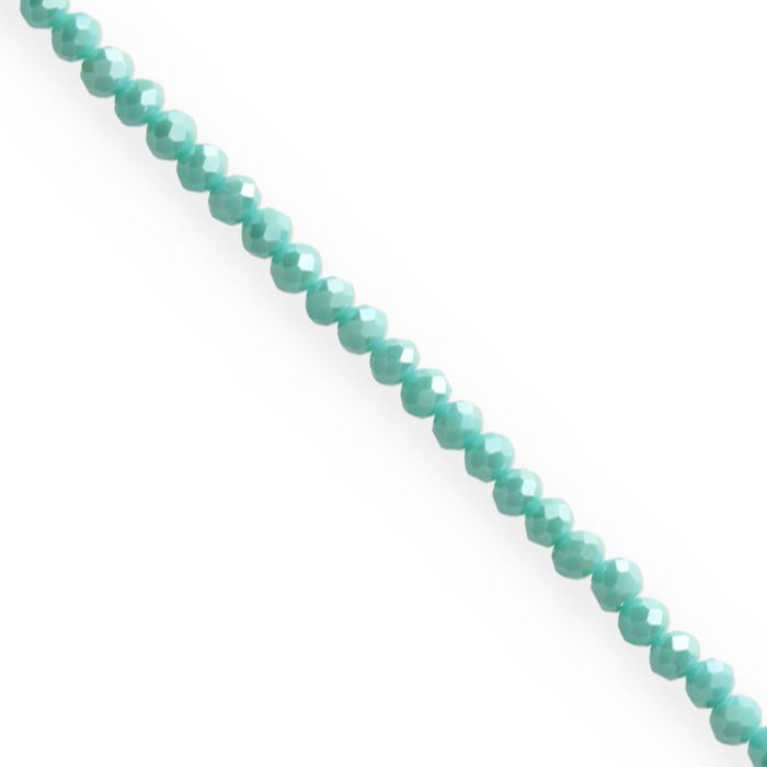 Top Facet kralen 4x3mm disc Light teal blue-pearl shine coating - artikelnummer 82909