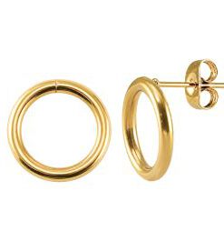 Roestvrij stalen (RVS) Stainless steel oorbellen 12mm Goud - artikelnummer 83520